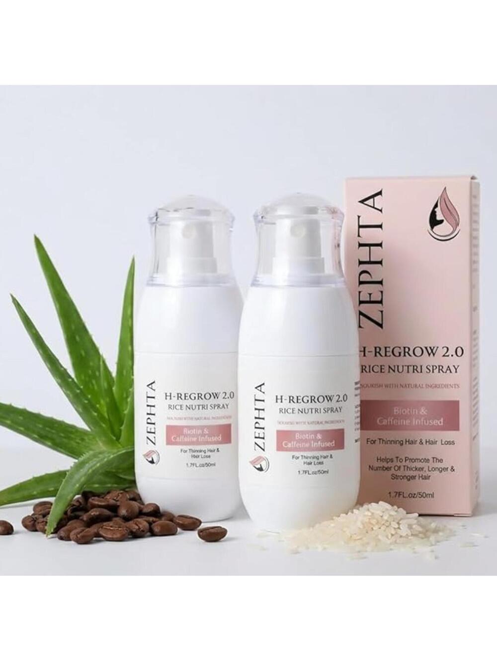 Zephta Hair growth spray 2 pack for men and women for thinning scalp